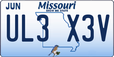 MO license plate UL3X3V