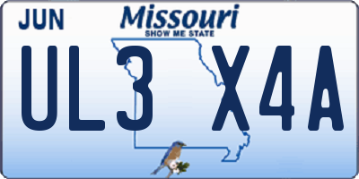MO license plate UL3X4A