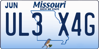 MO license plate UL3X4G