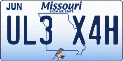MO license plate UL3X4H