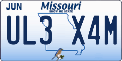 MO license plate UL3X4M