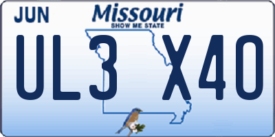 MO license plate UL3X4O