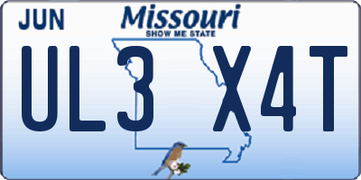 MO license plate UL3X4T