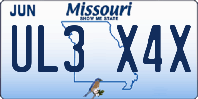 MO license plate UL3X4X
