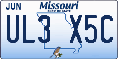 MO license plate UL3X5C