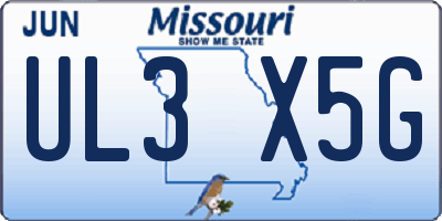 MO license plate UL3X5G