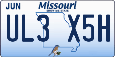 MO license plate UL3X5H