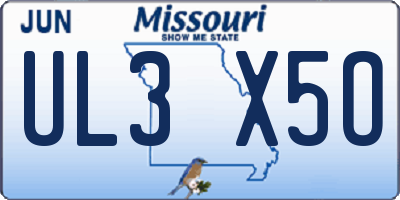 MO license plate UL3X5O