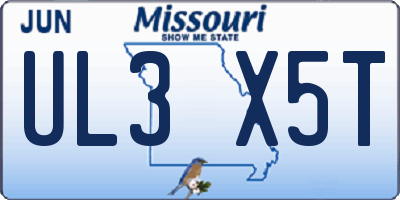 MO license plate UL3X5T