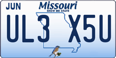 MO license plate UL3X5U