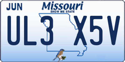 MO license plate UL3X5V