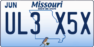 MO license plate UL3X5X