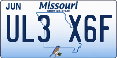 MO license plate UL3X6F