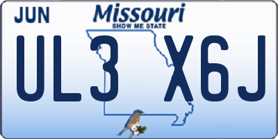 MO license plate UL3X6J