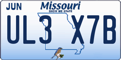 MO license plate UL3X7B