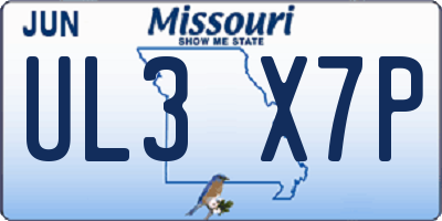 MO license plate UL3X7P