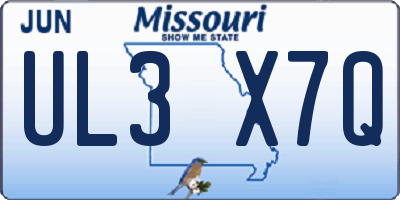 MO license plate UL3X7Q