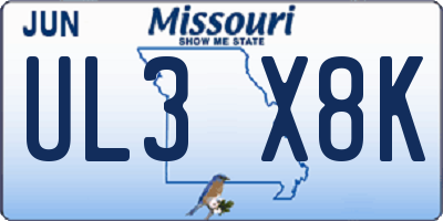 MO license plate UL3X8K