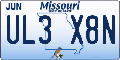 MO license plate UL3X8N