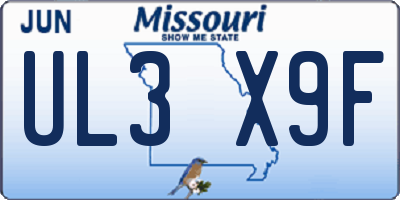MO license plate UL3X9F