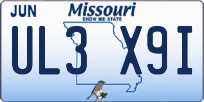 MO license plate UL3X9I