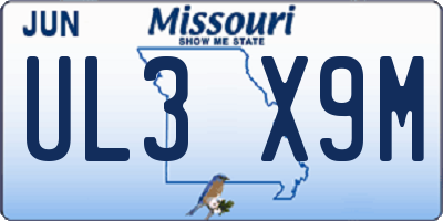 MO license plate UL3X9M
