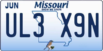 MO license plate UL3X9N
