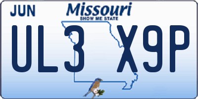 MO license plate UL3X9P