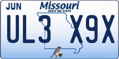 MO license plate UL3X9X