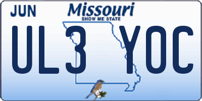 MO license plate UL3Y0C