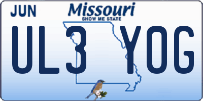 MO license plate UL3Y0G
