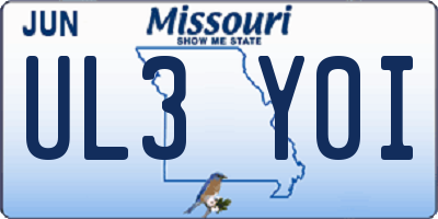 MO license plate UL3Y0I