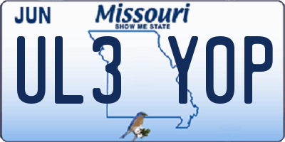 MO license plate UL3Y0P