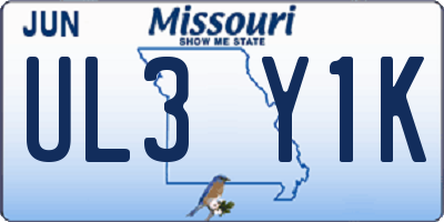 MO license plate UL3Y1K
