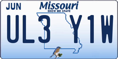 MO license plate UL3Y1W