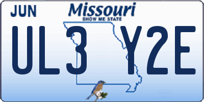 MO license plate UL3Y2E