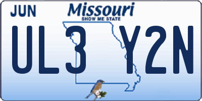 MO license plate UL3Y2N