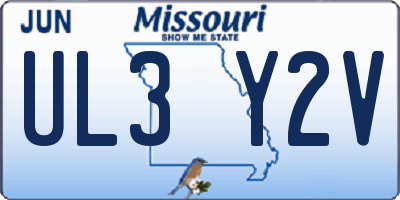 MO license plate UL3Y2V