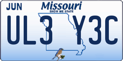 MO license plate UL3Y3C