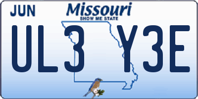 MO license plate UL3Y3E