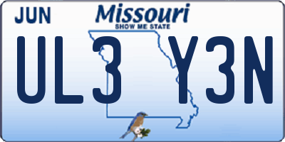 MO license plate UL3Y3N