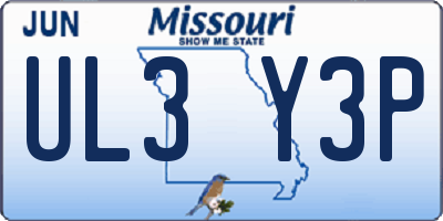 MO license plate UL3Y3P