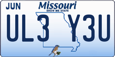 MO license plate UL3Y3U