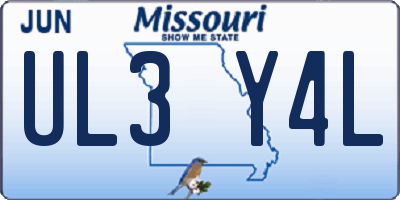 MO license plate UL3Y4L