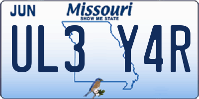 MO license plate UL3Y4R