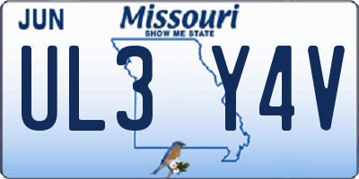 MO license plate UL3Y4V