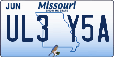 MO license plate UL3Y5A