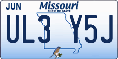 MO license plate UL3Y5J