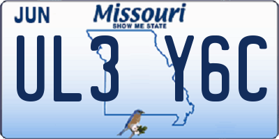 MO license plate UL3Y6C