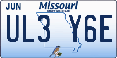 MO license plate UL3Y6E